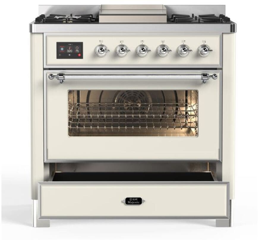 Ilve UM09FDNS3AWCLP Liquid Propane In Antique White W/ Chrome Trim