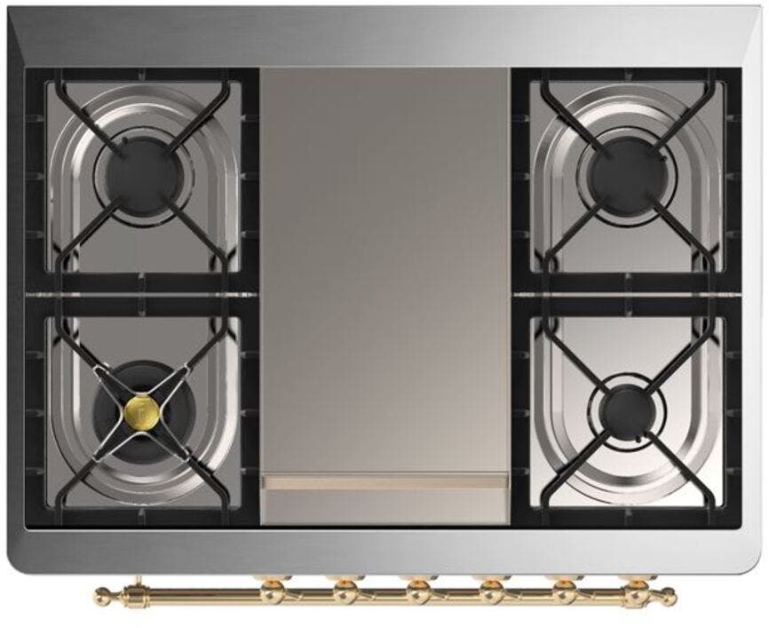 Ilve UM09FDNS3AWG Natural Gas In Antique White W/ Brass Trim
