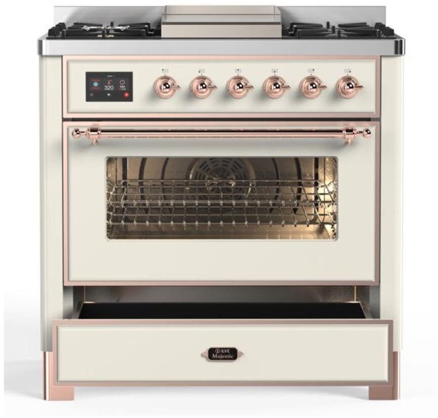 Ilve UM09FDNS3AWP Natural Gas In Antique White W/ Copper Trim