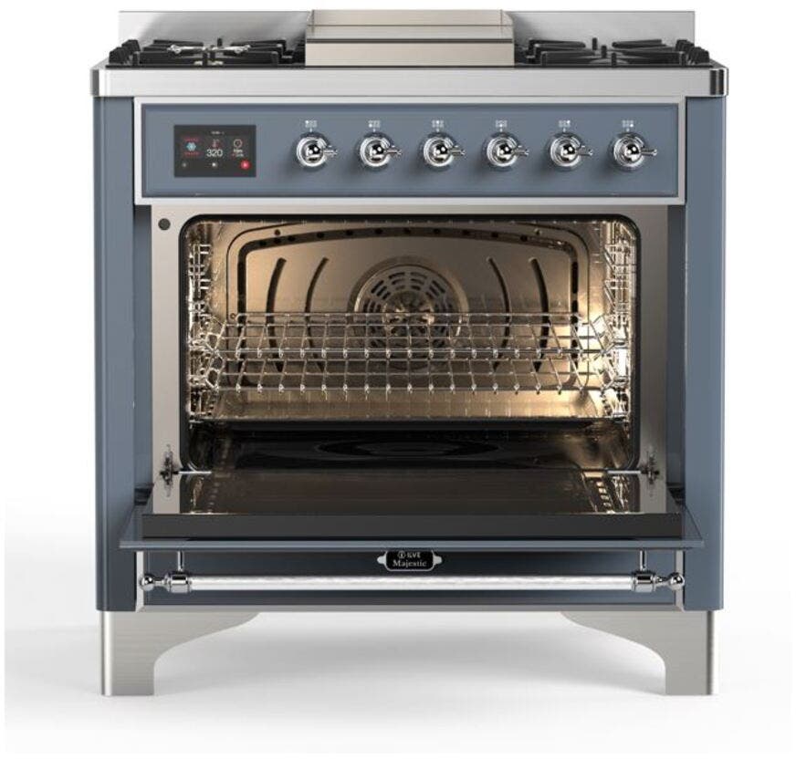 Ilve UM09FDNS3BGC Natural Gas In Blue Grey W/ Chrome Trim