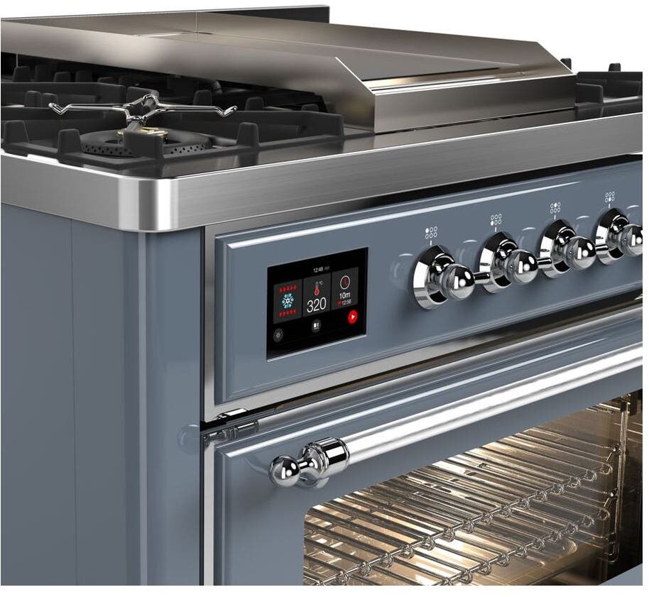 Ilve UM09FDNS3BGC Natural Gas In Blue Grey W/ Chrome Trim