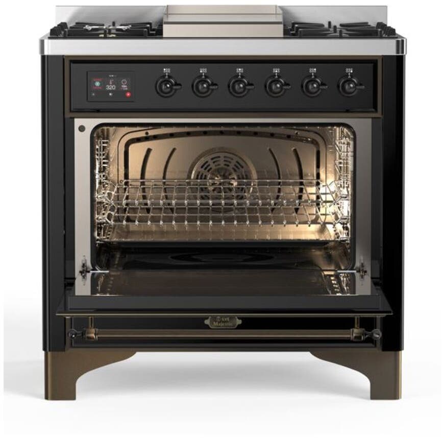 Ilve UM09FDNS3BKB Natural Gas In Glossy Black W/ Bronze Trim