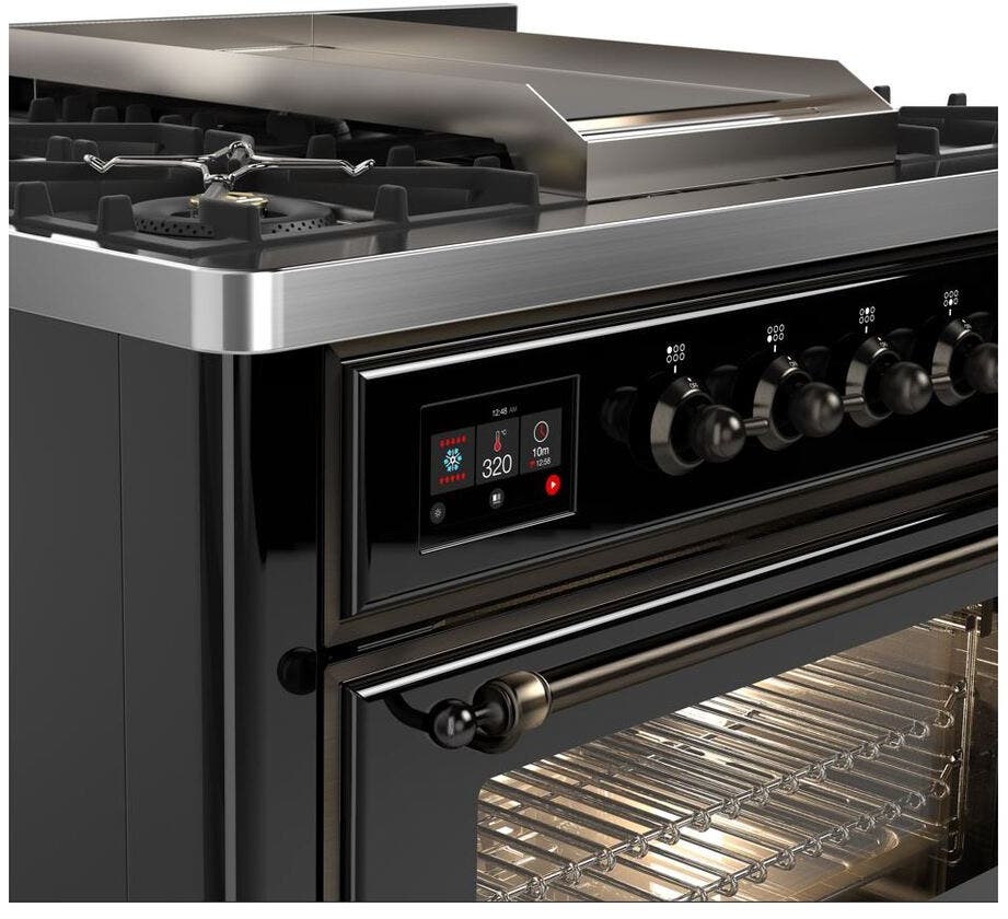 Ilve UM09FDNS3BKBLP Liquid Propane In Glossy Black W/ Bronze Trim