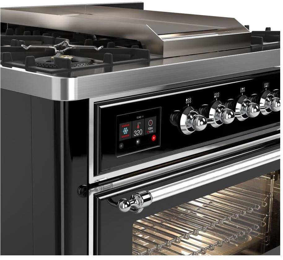 Ilve UM09FDNS3BKCLP Liquid Propane In Glossy Black W/ Chrome Trim