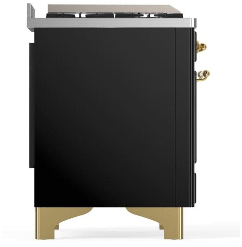 Ilve UM09FDNS3BKGLP Liquid Propane In Glossy Black W/ Brass Trim