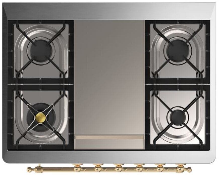 Ilve UM09FDNS3BKGLP Liquid Propane In Glossy Black W/ Brass Trim