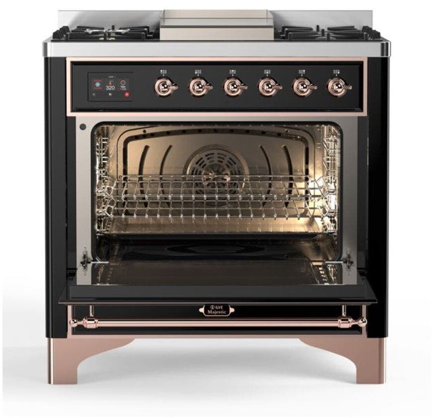 Ilve UM09FDNS3BKPLP Liquid Propane In Glossy Black W/ Copper Trim