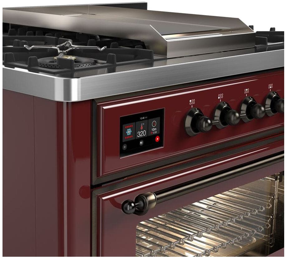 Ilve UM09FDNS3BUB Natural Gas In Burgundy W/ Bronze Trim