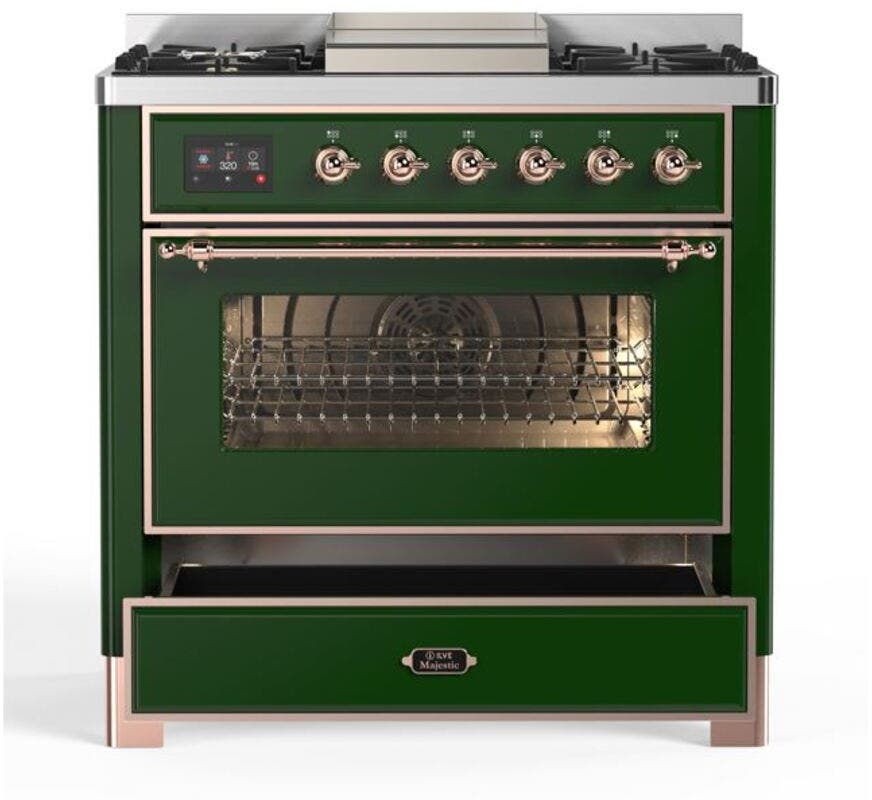 Ilve UM09FDNS3EGP Natural Gas In Emerald Green W/ Copper Trim