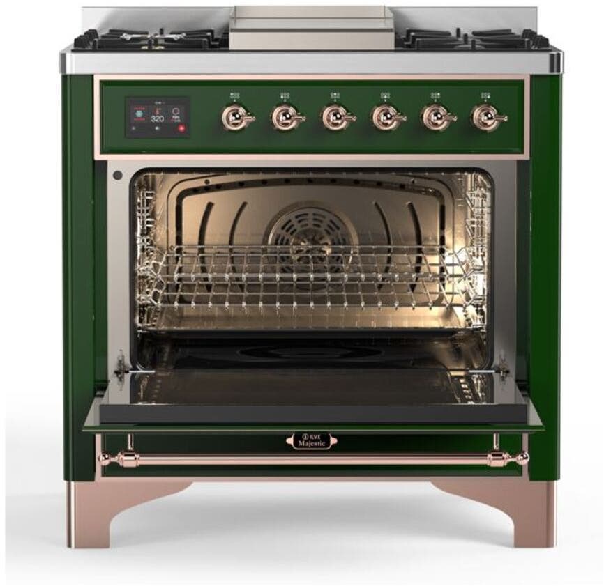 Ilve UM09FDNS3EGPLP Liquid Propane In Emerald Green W/ Copper Trim