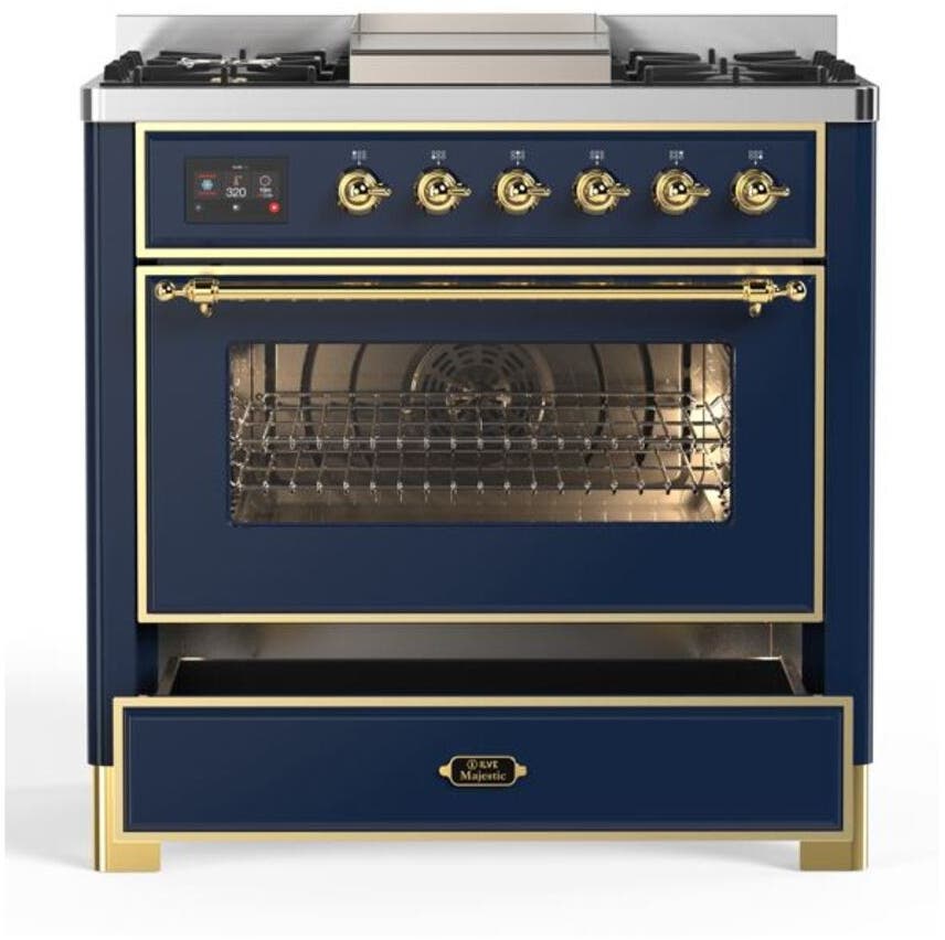Ilve UM09FDNS3MBG Natural Gas In Midnight Blue W/ Brass Trim