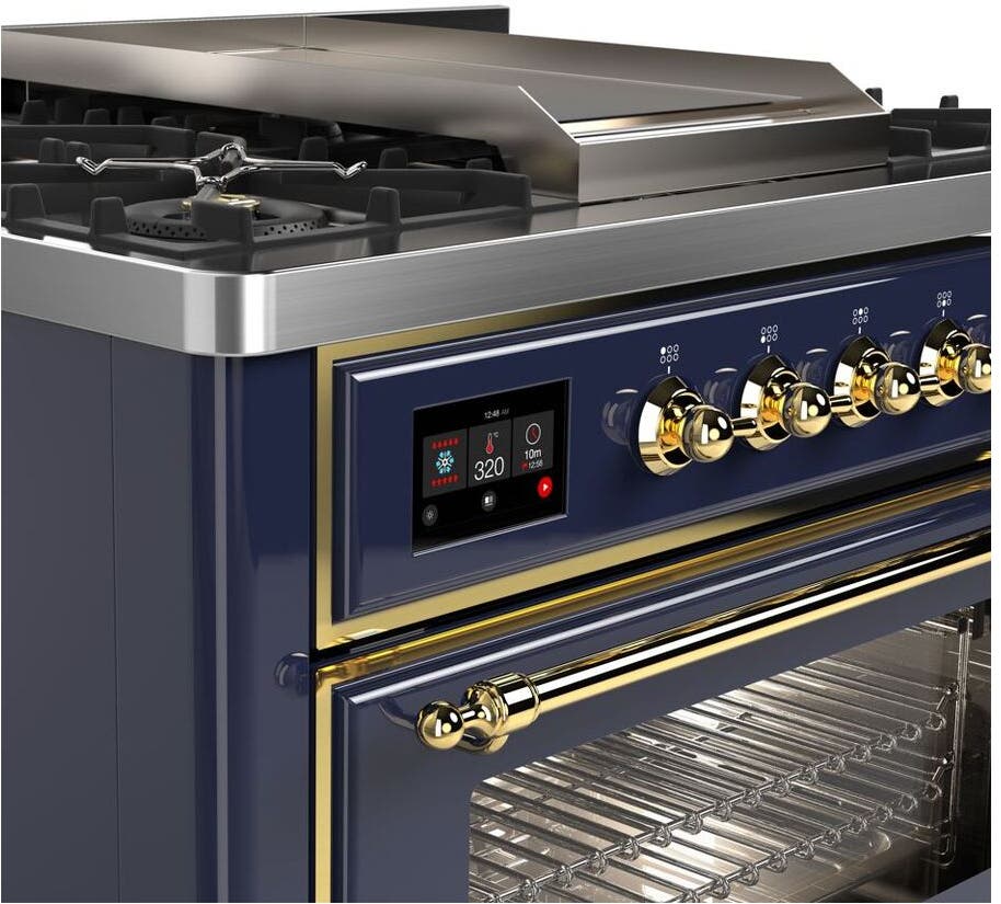 Ilve UM09FDNS3MBG Natural Gas In Midnight Blue W/ Brass Trim