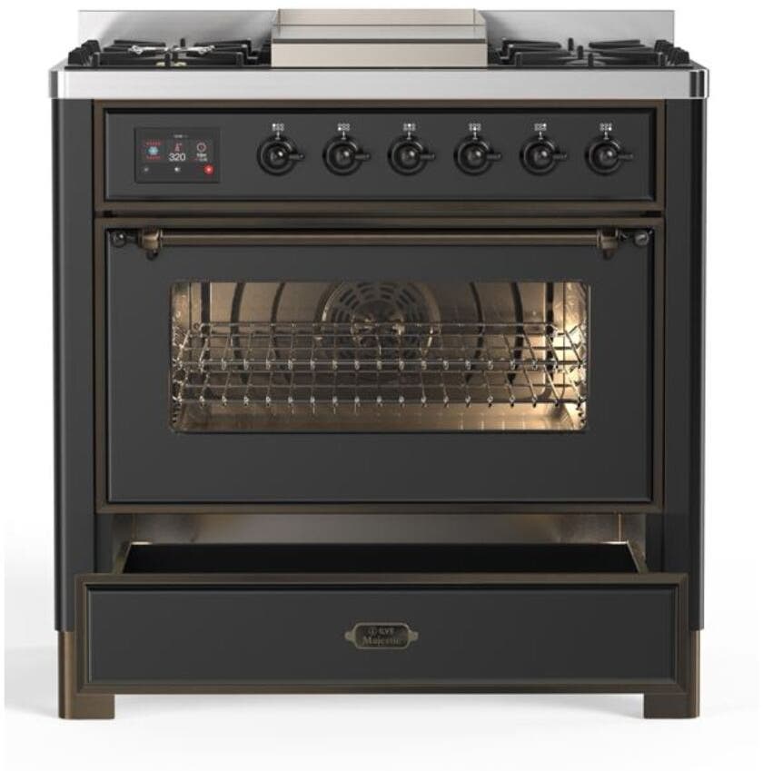 Ilve UM09FDNS3MGBLP Liquid Propane In Matte Graphite W/ Bronze Trim