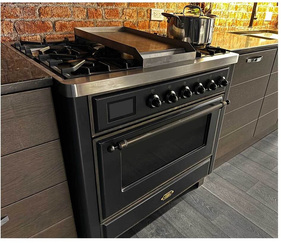 Ilve UM09FDNS3MGBLP Liquid Propane In Matte Graphite W/ Bronze Trim