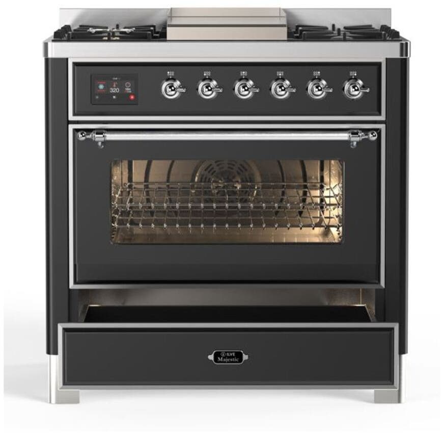 Ilve UM09FDNS3MGCLP Liquid Propane In Matte Graphite W/ Chrome Trim