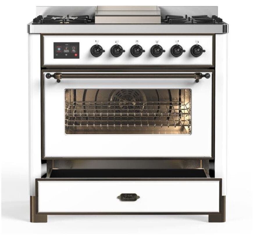 Ilve UM09FDNS3WHBLP Liquid Propane In White W/ Bronze Trim