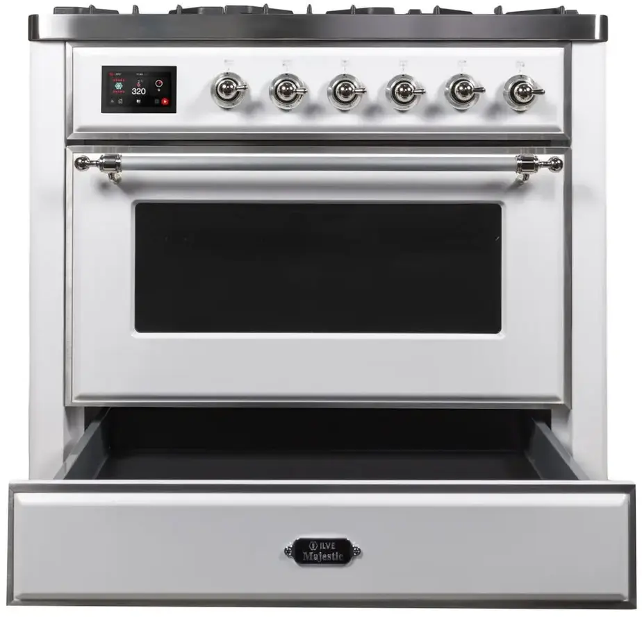 Ilve UM09FDNS3WHC Natural Gas In White W/ Chrome Trim