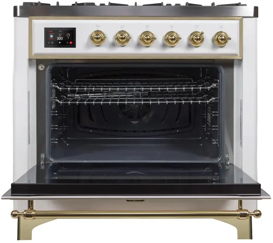 Ilve UM09FDNS3WHGLP Liquid Propane In White W/ Brass Trim