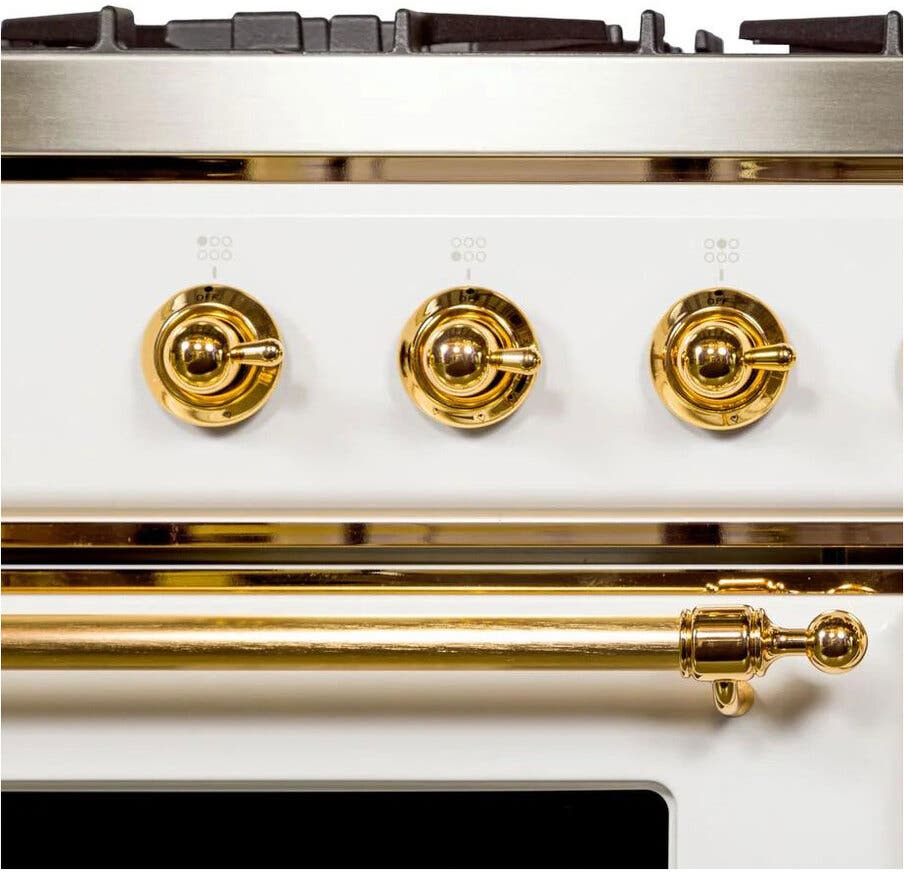 Ilve UM09FDNS3WHGLP Liquid Propane In White W/ Brass Trim