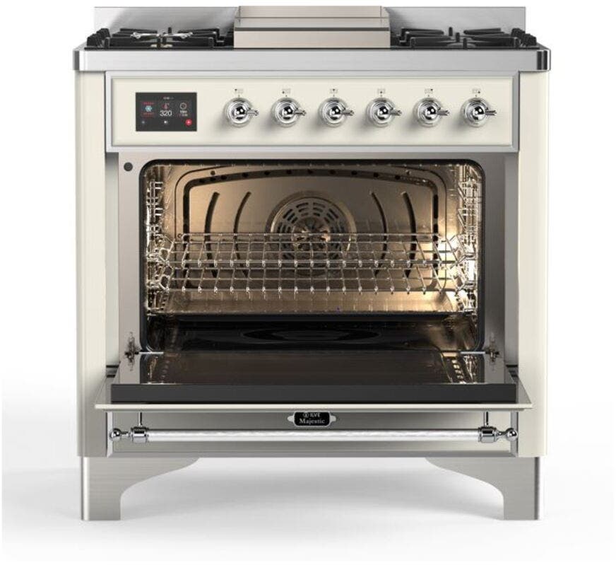 Ilve UM09FDQNS3AWC Natural Gas In Antique White W/ Chrome Trim