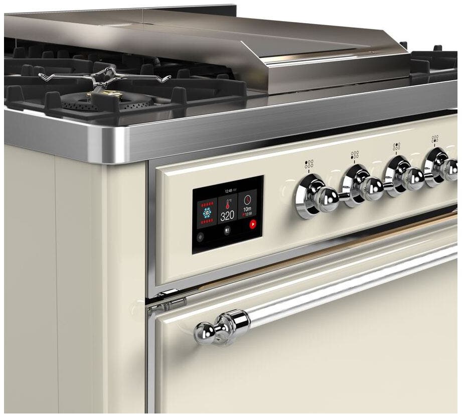 Ilve UM09FDQNS3AWC Natural Gas In Antique White W/ Chrome Trim