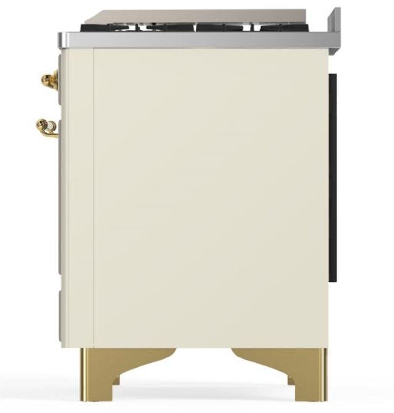 Ilve UM09FDQNS3AWG Natural Gas In Antique White W/ Brass Trim