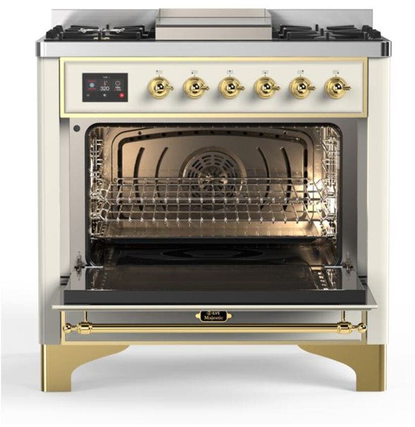 Ilve UM09FDQNS3AWGLP Liquid Propane In Antique White W/ Brass Trim