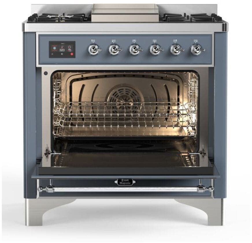 Ilve UM09FDQNS3BGC Natural Gas In Blue Grey W/ Chrome Trim