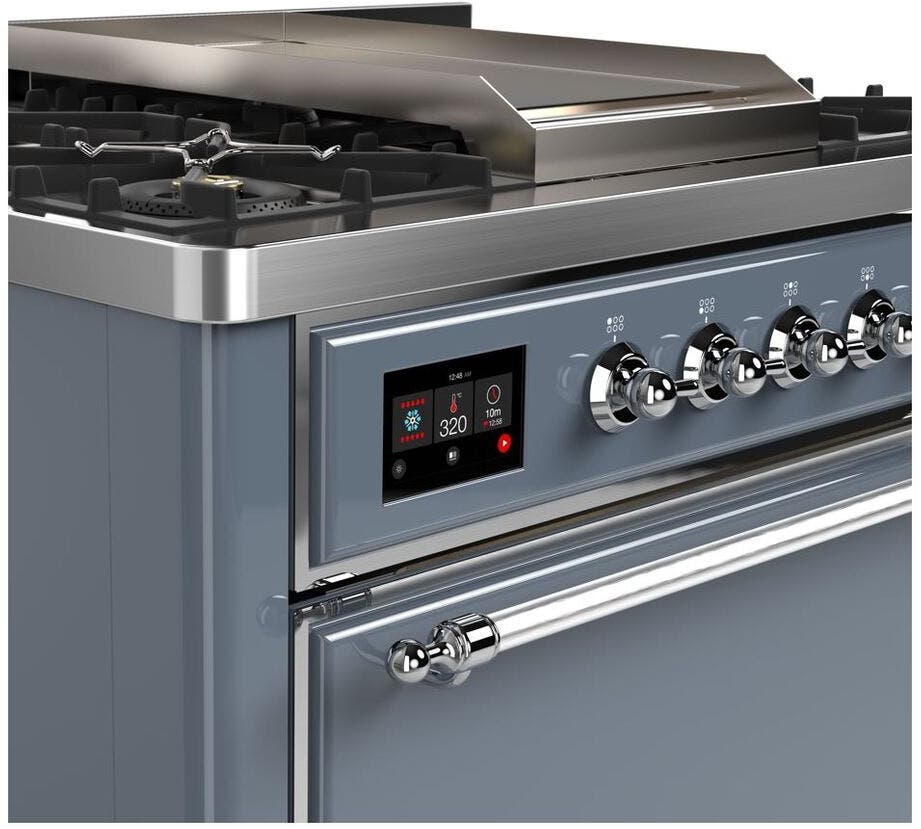 Ilve UM09FDQNS3BGC Natural Gas In Blue Grey W/ Chrome Trim