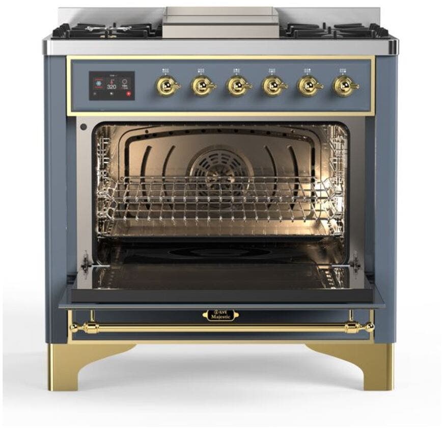 Ilve UM09FDQNS3BGG Natural Gas In Blue Grey W/ Brass Trim