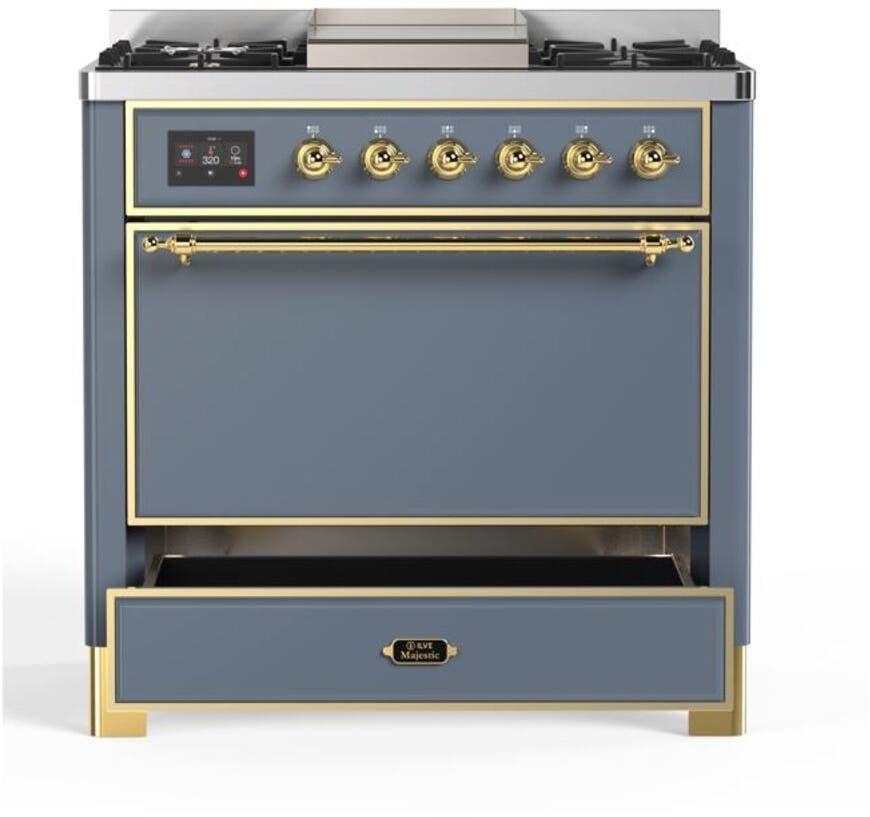 Ilve UM09FDQNS3BGG Natural Gas In Blue Grey W/ Brass Trim