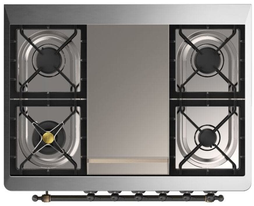 Ilve UM09FDQNS3BKB Natural Gas In Glossy Black W/ Bronze Trim