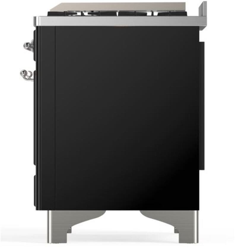 Ilve UM09FDQNS3BKC Natural Gas In Glossy Black W/ Chrome Trim