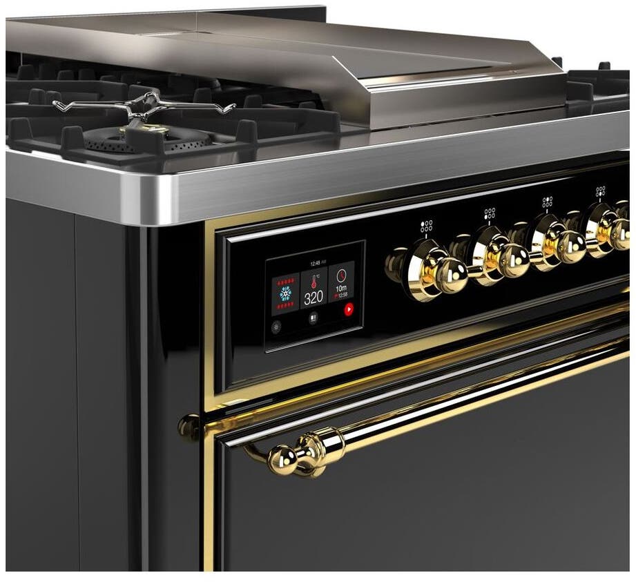 Ilve UM09FDQNS3BKG Natural Gas In Glossy Black W/ Brass Trim