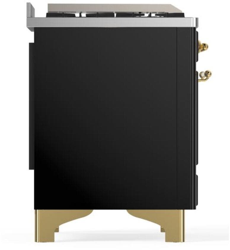 Ilve UM09FDQNS3BKGLP Liquid Propane In Glossy Black W/ Brass Trim