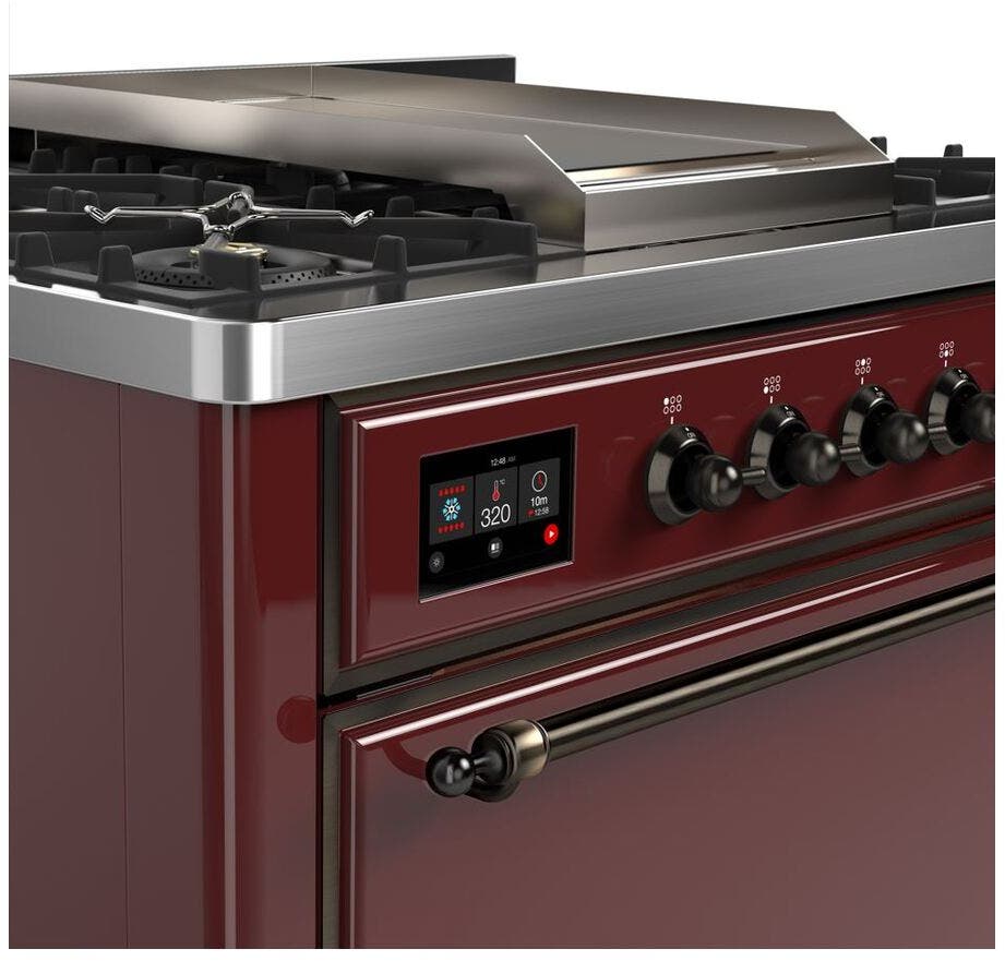 Ilve UM09FDQNS3BUBLP Liquid Propane In Burgundy W/ Bronze Trim