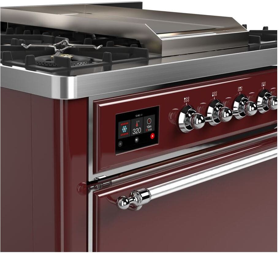 Ilve UM09FDQNS3BUCLP Liquid Propane In Burgundy W/ Chrome Trim