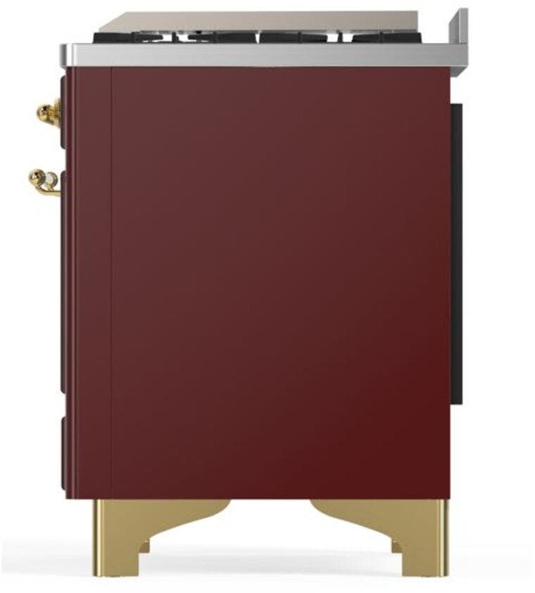 Ilve UM09FDQNS3BUG Natural Gas In Burgundy W/ Brass Trim