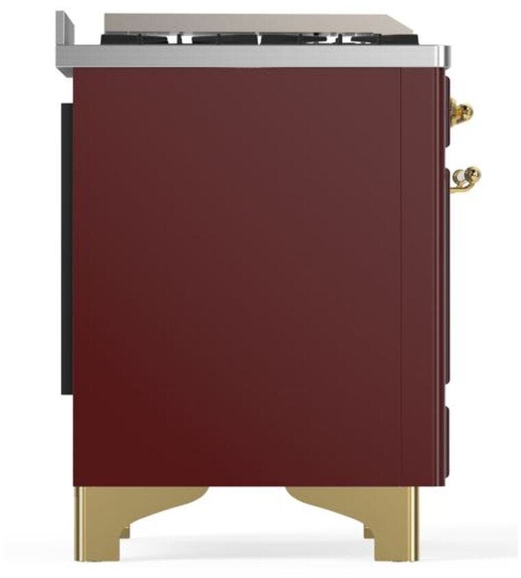 Ilve UM09FDQNS3BUGLP Liquid Propane In Burgundy W/ Brass Trim