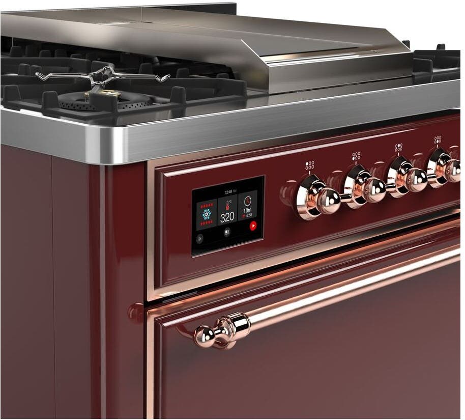 Ilve UM09FDQNS3BUP Natural Gas In Burgundy W/ Copper Trim
