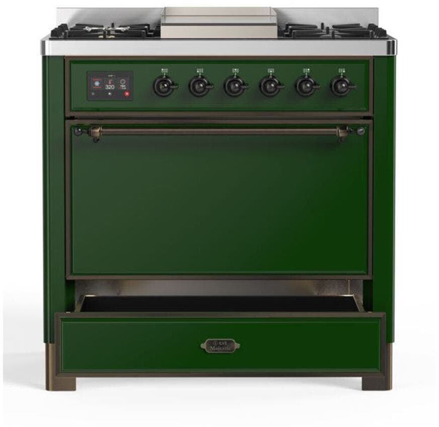 Ilve UM09FDQNS3EGB Natural Gas In Emerald Green W/ Bronze Trim