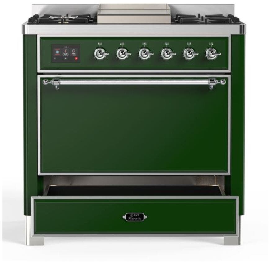 Ilve UM09FDQNS3EGCLP Liquid Propane In Emerald Green W/ Chrome Trim