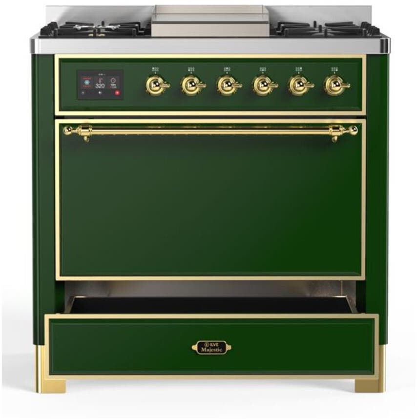 Ilve UM09FDQNS3EGGLP Liquid Propane In Emerald Green W/ Brass Trim