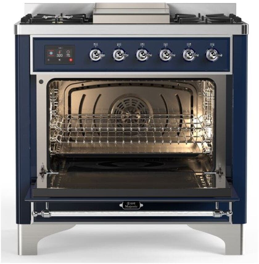 Ilve UM09FDQNS3MBC Natural Gas In Midnight Blue W/ Chrome Trim