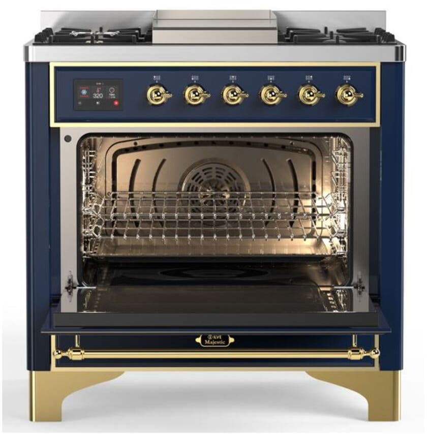 Ilve UM09FDQNS3MBG Natural Gas In Midnight Blue W/ Brass Trim