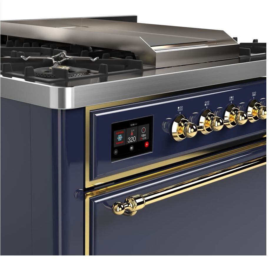 Ilve UM09FDQNS3MBG Natural Gas In Midnight Blue W/ Brass Trim