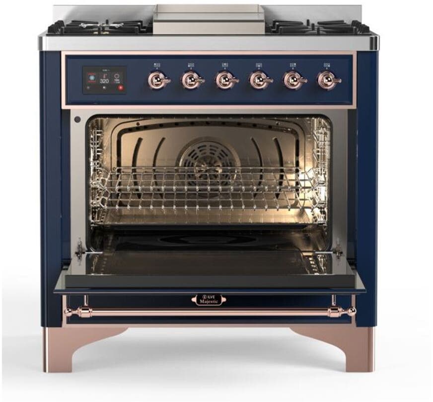 Ilve UM09FDQNS3MBP Natural Gas In Midnight Blue W/ Copper Trim