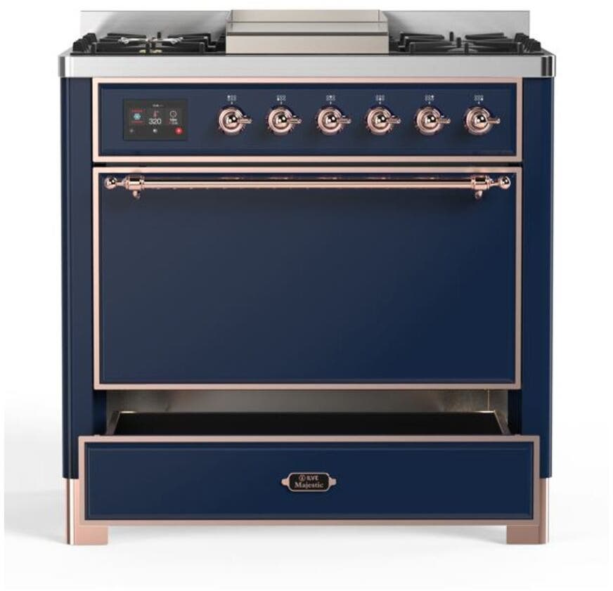 Ilve UM09FDQNS3MBP Natural Gas In Midnight Blue W/ Copper Trim