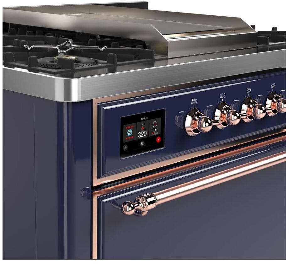 Ilve UM09FDQNS3MBP Natural Gas In Midnight Blue W/ Copper Trim