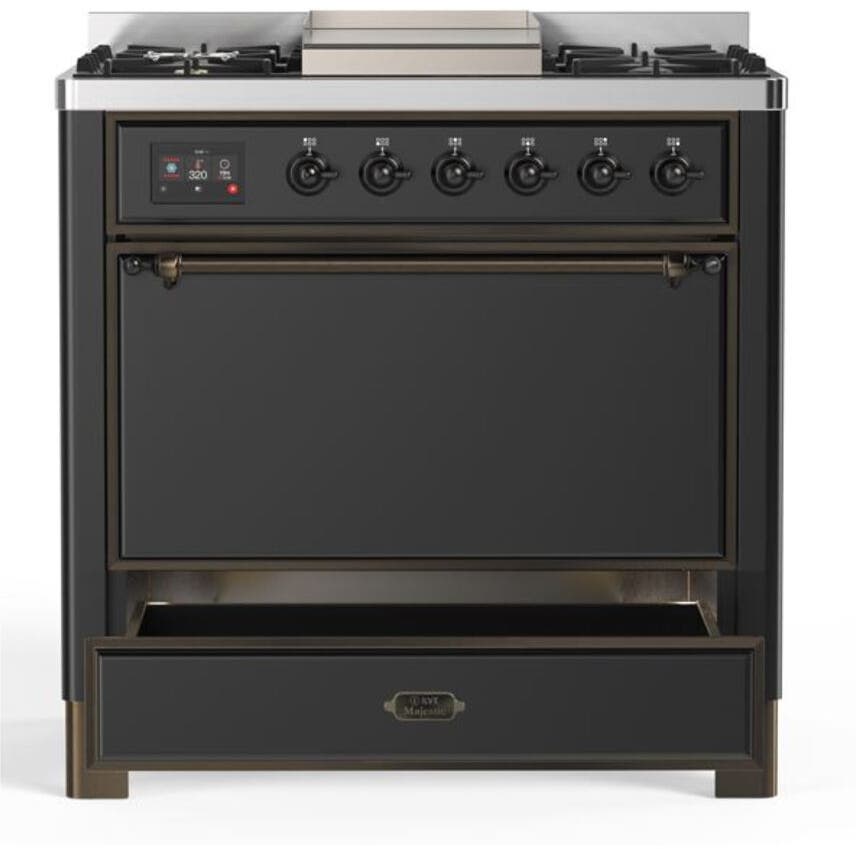 Ilve UM09FDQNS3MGB Natural Gas In Matte Graphite W/ Bronze Trim